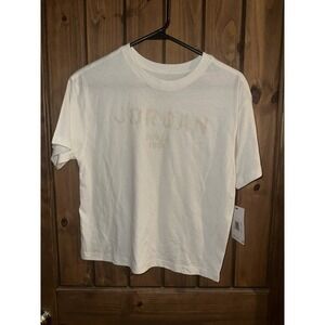 Jordan Big Girls Logo Read Boxy Short Sleeve Tee Sail Size Large